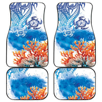 Hibiscus Turtle Tattoo Coral Reef Car Mats with Polynesian Tribal