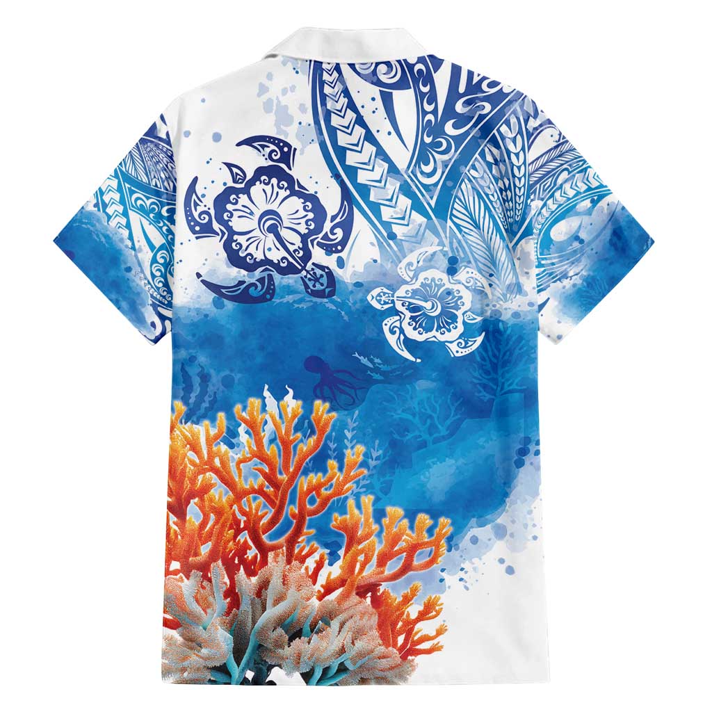 Hibiscus Turtle Tattoo Coral Reef Family Matching Tank Maxi Dress and Hawaiian Shirt with Polynesian Tribal LT9 - Polynesian Pride