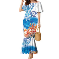 Hibiscus Turtle Tattoo Coral Reef Mermaid Dress with Polynesian Tribal LT9 Women White - Polynesian Pride