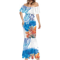 Hibiscus Turtle Tattoo Coral Reef Mermaid Dress with Polynesian Tribal LT9 - Polynesian Pride