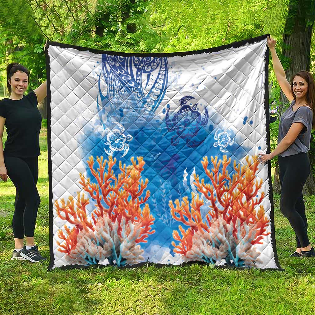 Hibiscus Turtle Tattoo Coral Reef Quilt with Polynesian Tribal LT9 - Polynesian Pride