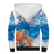 Hibiscus Turtle Tattoo Coral Reef Sherpa Hoodie with Polynesian Tribal