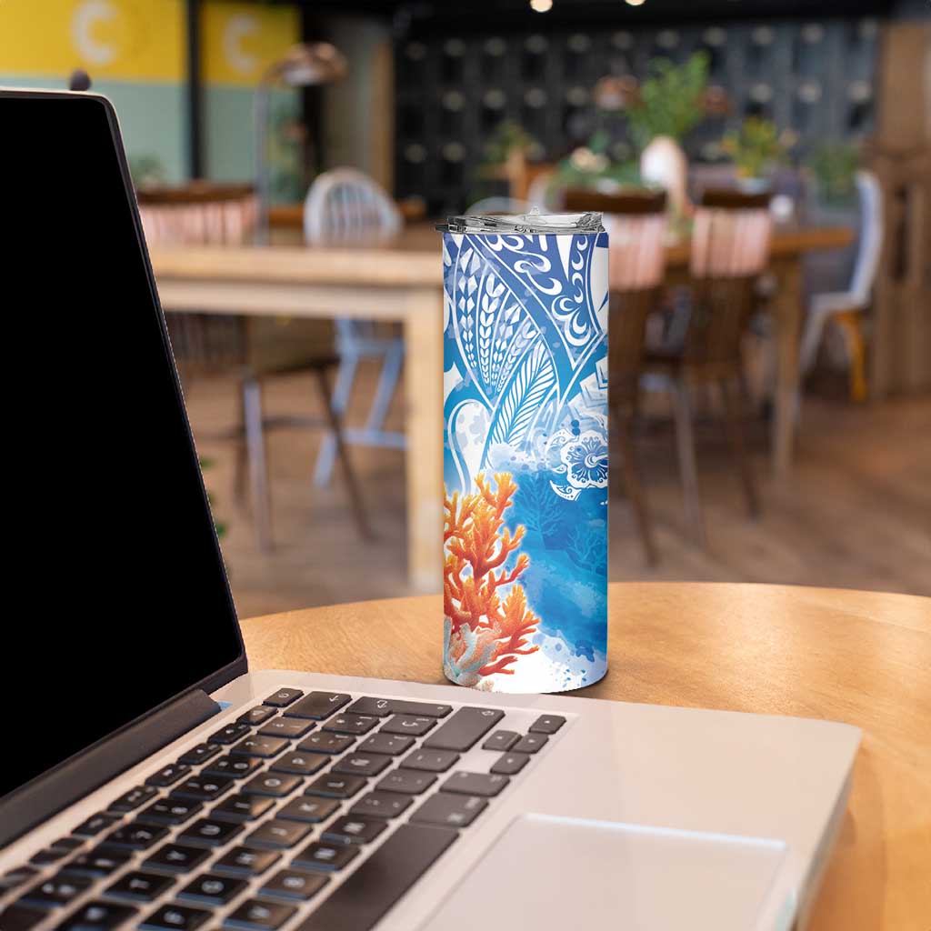 Hibiscus Turtle Tattoo Coral Reef Skinny Tumbler with Polynesian Tribal LT9 - Polynesian Pride