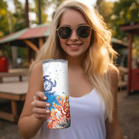 Hibiscus Turtle Tattoo Coral Reef Skinny Tumbler with Polynesian Tribal LT9 - Polynesian Pride