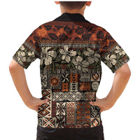 Pacific Hibiscus Tapa Tribal Vintage Family Matching Mermaid Dress and Hawaiian Shirt Brown Motif LT9 - Polynesian Pride