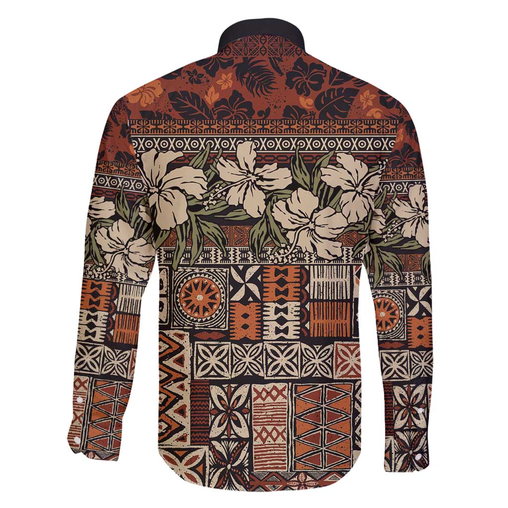 Pacific Hibiscus Tapa Tribal Vintage Family Matching Summer Maxi Dress and Hawaiian Shirt Brown Motif LT9 - Polynesian Pride