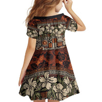 Pacific Hibiscus Tapa Tribal Vintage Family Matching Tank Maxi Dress and Hawaiian Shirt Brown Motif LT9 - Polynesian Pride