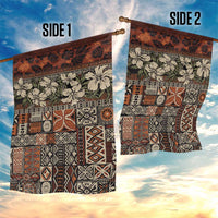 Pacific Hibiscus Tapa Tribal Vintage Garden Flag Brown Motif