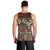 Pacific Hibiscus Tapa Tribal Vintage Men Tank Top Brown Motif