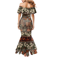 Pacific Hibiscus Tapa Tribal Vintage Mermaid Dress Brown Motif LT9 - Polynesian Pride