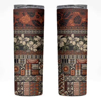 Pacific Hibiscus Tapa Tribal Vintage Skinny Tumbler Brown Motif LT9 Brown - Polynesian Pride