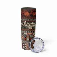Pacific Hibiscus Tapa Tribal Vintage Skinny Tumbler Brown Motif LT9 - Polynesian Pride