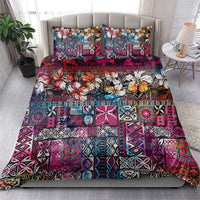 Pacific Hibiscus Tapa Tribal Vintage Bedding Set Pink Motif