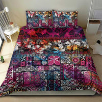 Pacific Hibiscus Tapa Tribal Vintage Bedding Set Pink Motif