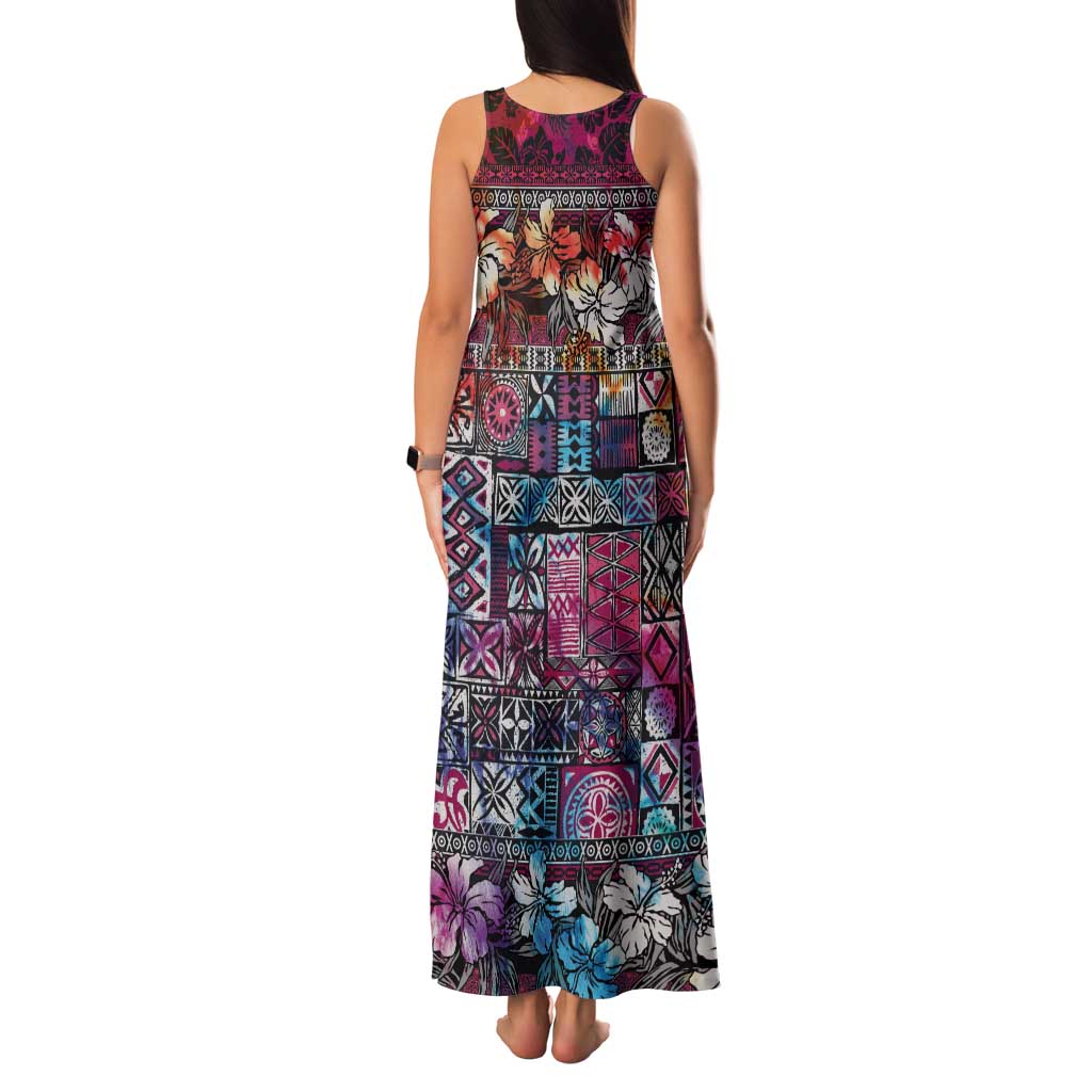 Pacific Hibiscus Tapa Tribal Vintage Family Matching Tank Maxi Dress and Hawaiian Shirt Pink Motif LT9 - Polynesian Pride