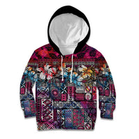 Pacific Hibiscus Tapa Tribal Vintage Kid Hoodie Pink Motif