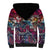 Pacific Hibiscus Tapa Tribal Vintage Sherpa Hoodie Pink Motif