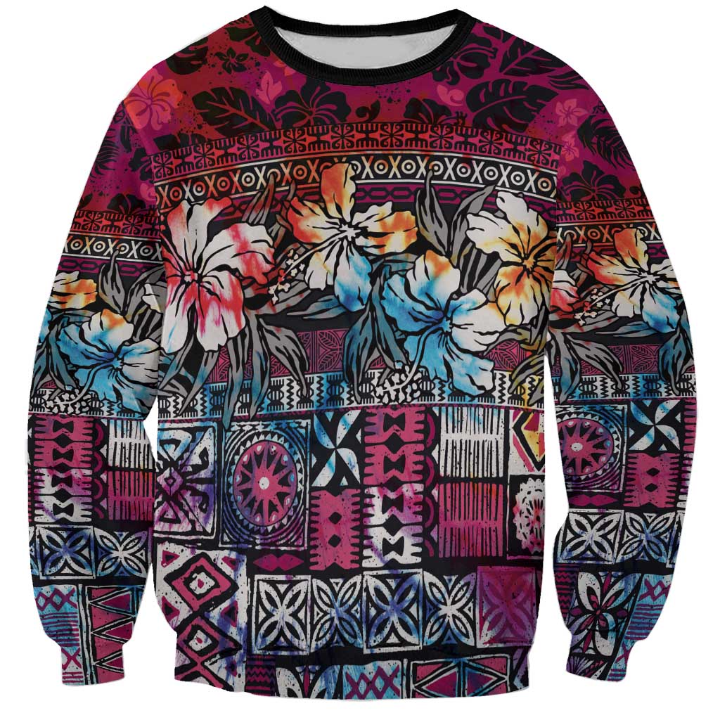 Pacific Hibiscus Tapa Tribal Vintage Sweatshirt Pink Motif LT9 Unisex Pink - Polynesian Pride
