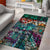 Pacific Hibiscus Tapa Tribal Vintage Area Rug Turquoise Motif