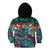 Pacific Hibiscus Tapa Tribal Vintage Kid Hoodie Turquoise Motif