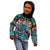 Pacific Hibiscus Tapa Tribal Vintage Kid Hoodie Turquoise Motif