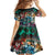 Pacific Hibiscus Tapa Tribal Vintage Kid Short Sleeve Dress Turquoise Motif
