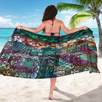 Pacific Hibiscus Tapa Tribal Vintage Sarong Turquoise Motif