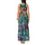 Pacific Hibiscus Tapa Tribal Vintage Tank Maxi Dress Turquoise Motif