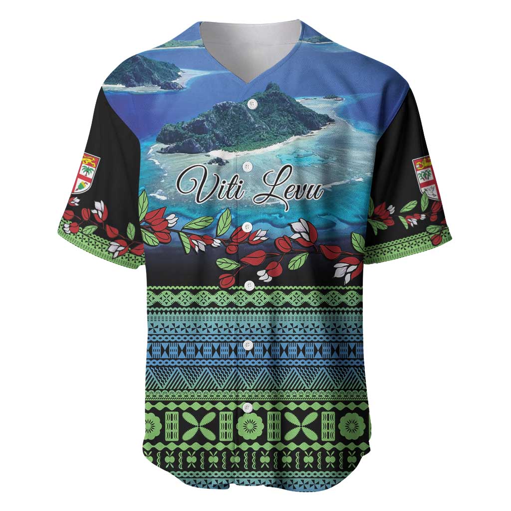 Personalised Fiji Viti Levu Baseball Jersey Tagimoucia and Tapa Tribal Pattern