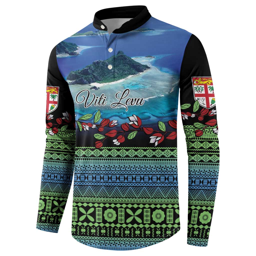 Personalised Fiji Viti Levu Button Sweatshirt Tagimoucia and Tapa Tribal Pattern