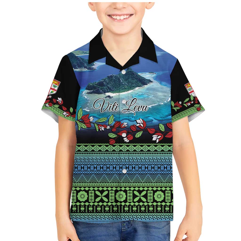 Personalised Fiji Viti Levu Family Matching Mermaid Dress and Hawaiian Shirt Tagimoucia and Tapa Tribal Pattern