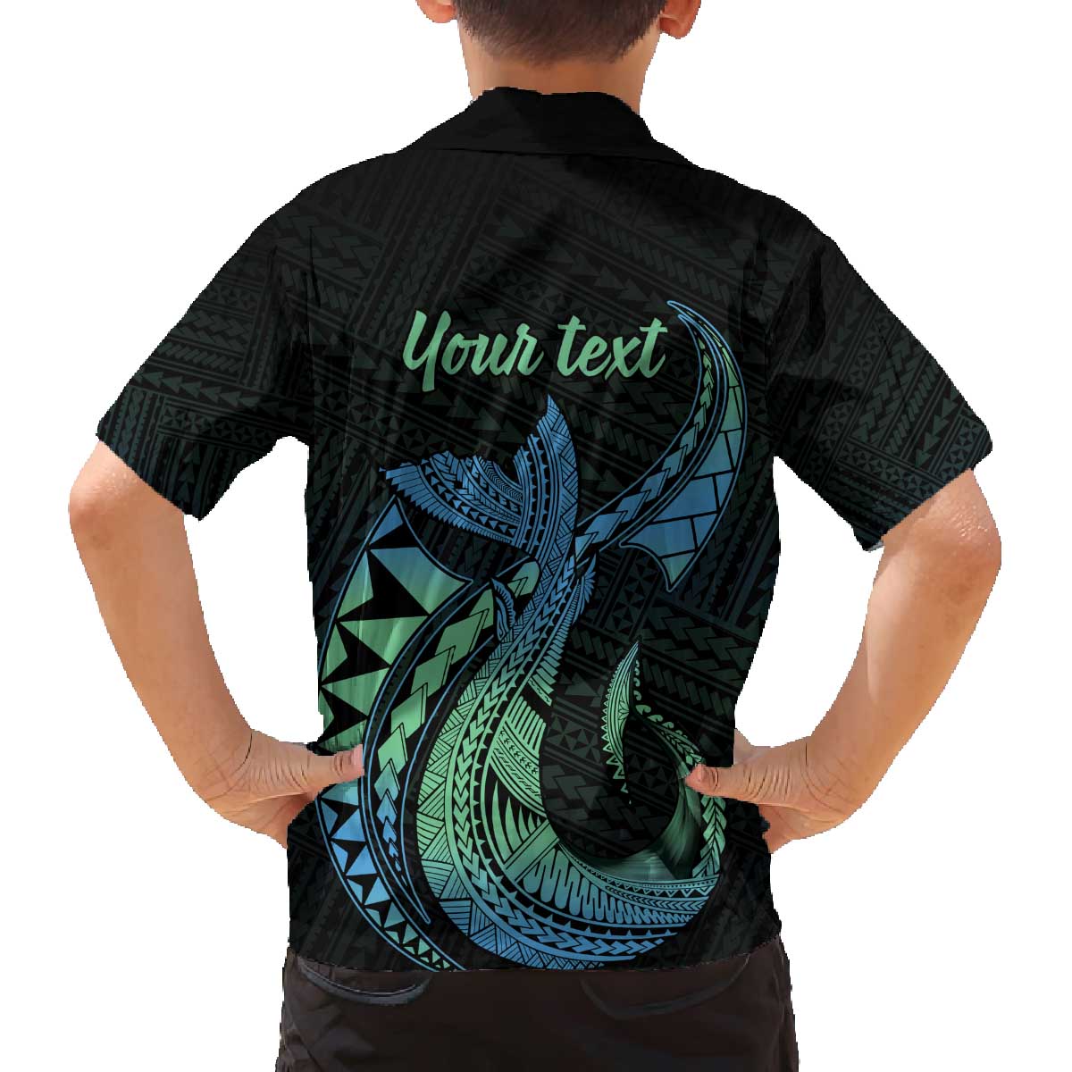 Personalised Hawaii Kure Atoll Family Matching Off Shoulder Short Dress and Hawaiian Shirt Holaniku Coral Reef with Polynesian Tribal