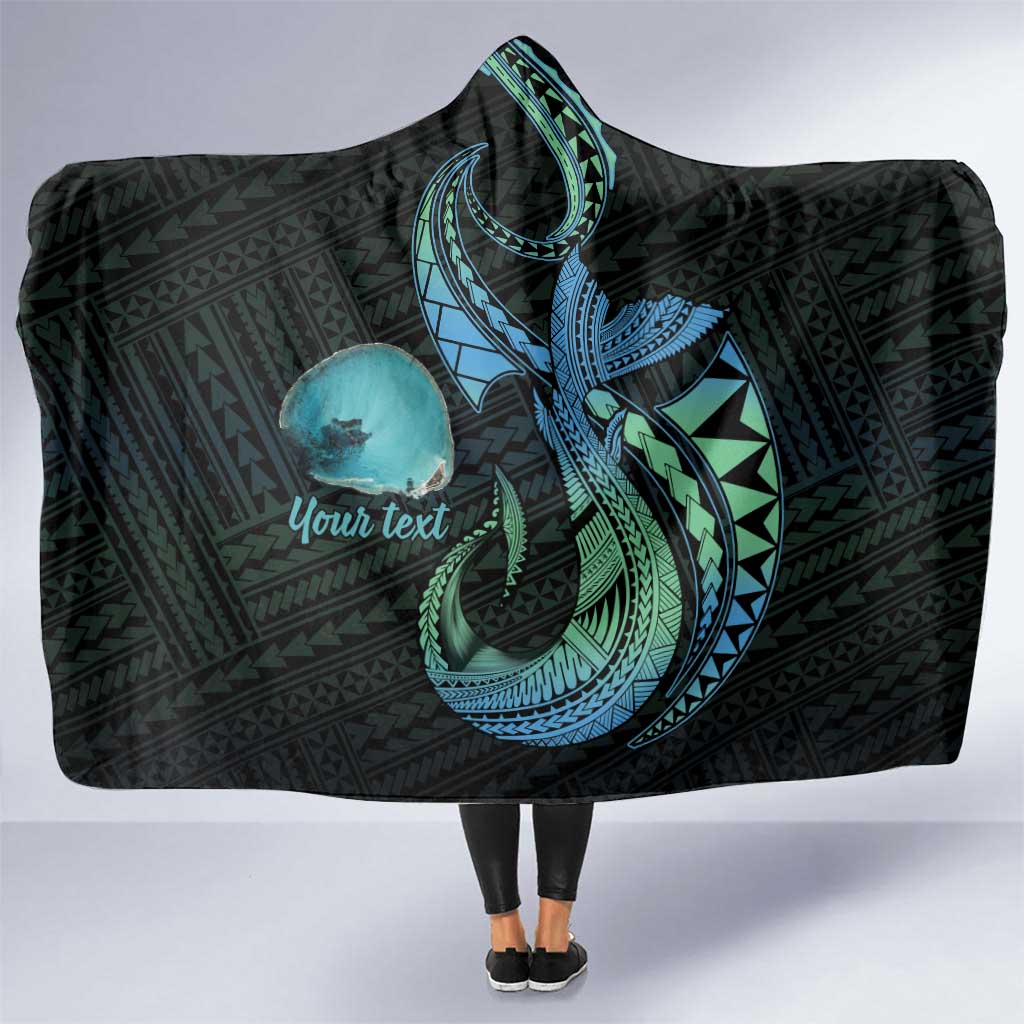 Personalised Hawaii Kure Atoll Hooded Blanket Holaniku Coral Reef with Polynesian Tribal