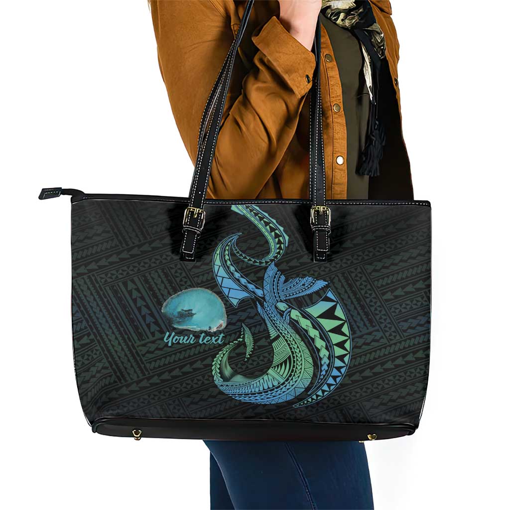 Personalised Hawaii Kure Atoll Leather Tote Bag Holaniku Coral Reef with Polynesian Tribal LT9 - Polynesian Pride