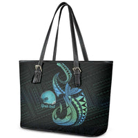 Personalised Hawaii Kure Atoll Leather Tote Bag Holaniku Coral Reef with Polynesian Tribal LT9 - Polynesian Pride