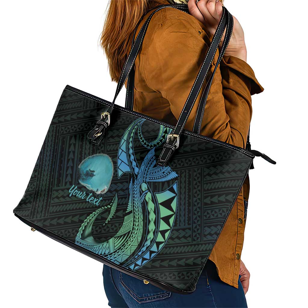 Personalised Hawaii Kure Atoll Leather Tote Bag Holaniku Coral Reef with Polynesian Tribal LT9 - Polynesian Pride