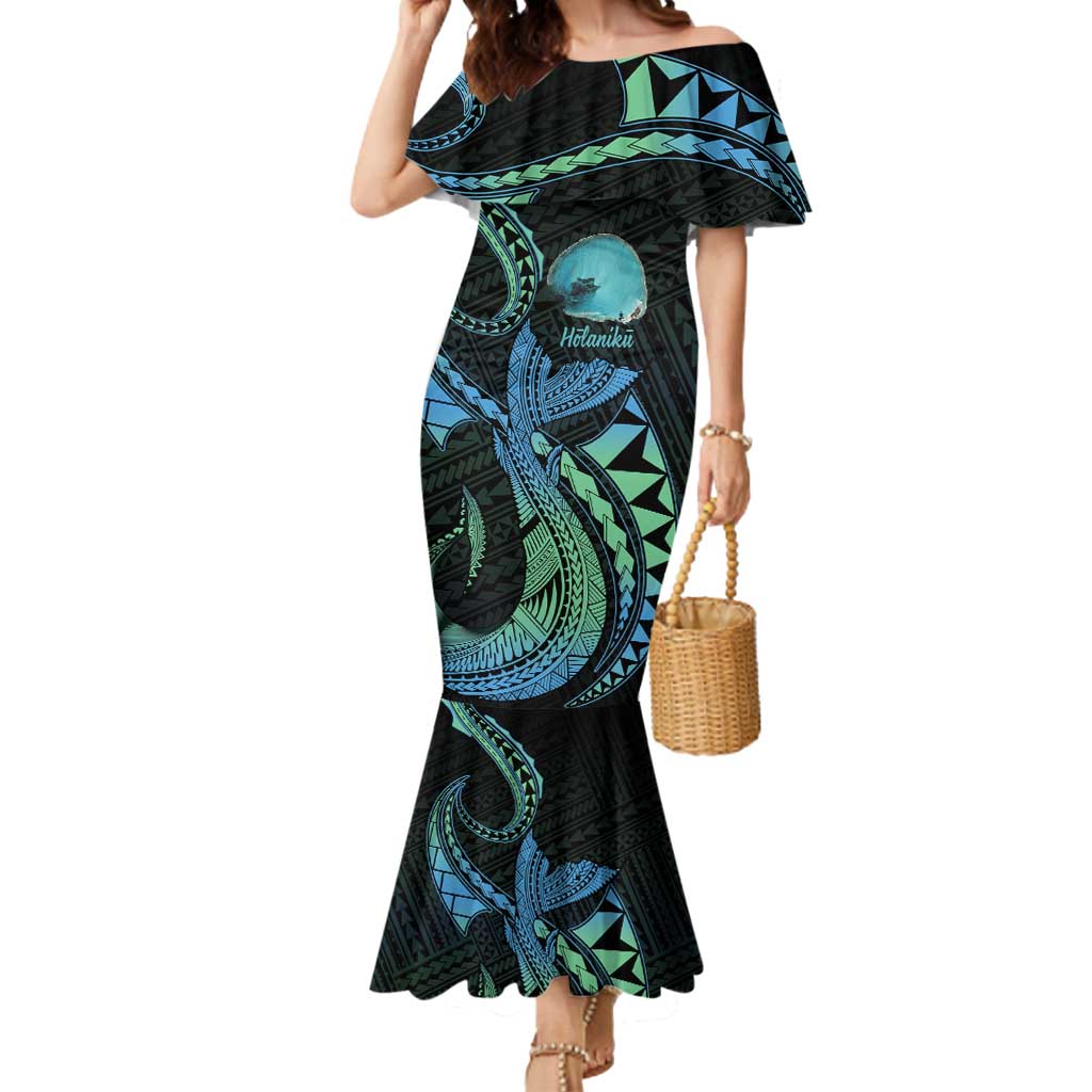 Personalised Hawaii Kure Atoll Mermaid Dress Holaniku Coral Reef with Polynesian Tribal