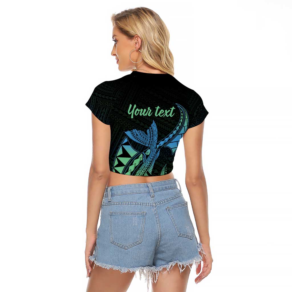 Personalised Hawaii Kure Atoll Raglan Cropped T Shirt Holaniku Coral Reef with Polynesian Tribal LT9 - Polynesian Pride