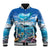 Personalised Palau Kayangel Atoll Baseball Jacket Turtle With Coral Reef Under Water