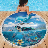 Personalised Palau Kayangel Atoll Beach Blanket Turtle With Coral Reef Under Water