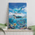 Personalised Palau Kayangel Atoll Canvas Wall Art Turtle With Coral Reef Under Water