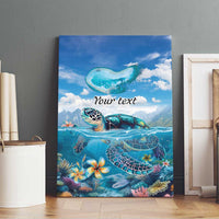 Personalised Palau Kayangel Atoll Canvas Wall Art Turtle With Coral Reef Under Water