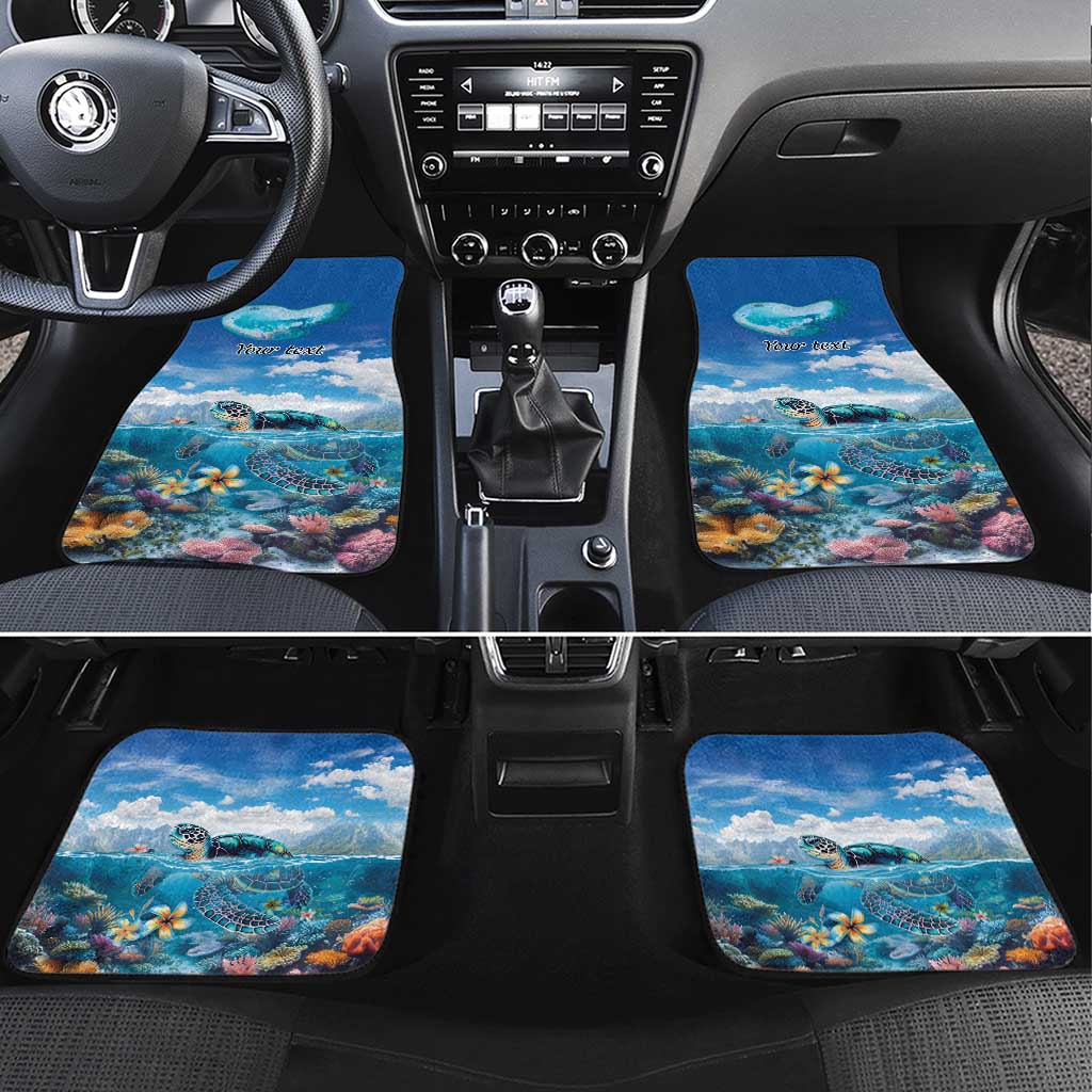 Personalised Palau Kayangel Atoll Car Mats Turtle With Coral Reef Under Water