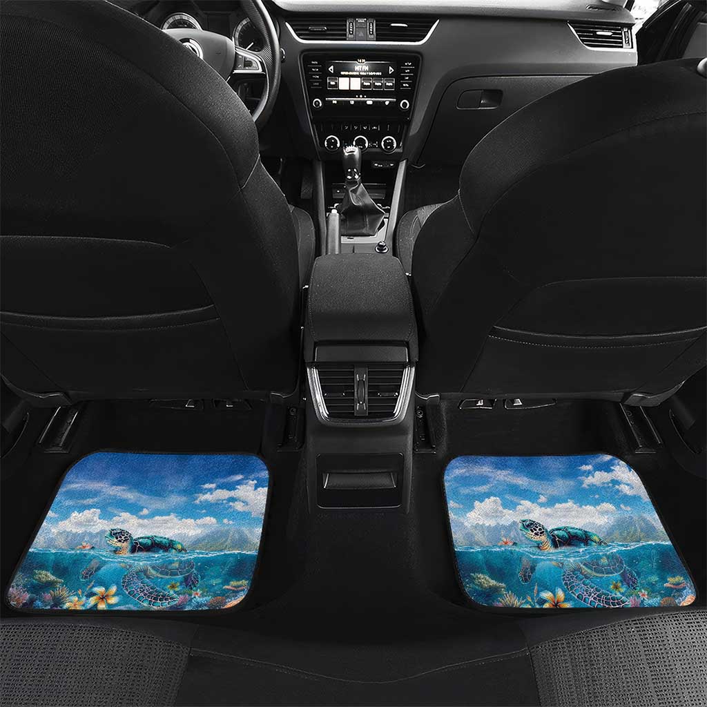Personalised Palau Kayangel Atoll Car Mats Turtle With Coral Reef Under Water