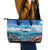 Personalised Palau Kayangel Atoll Leather Tote Bag Turtle With Coral Reef Under Water