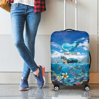 Personalised Palau Kayangel Atoll Luggage Cover Turtle With Coral Reef Under Water