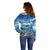 Personalised Palau Kayangel Atoll Off Shoulder Sweater Turtle With Coral Reef Under Water