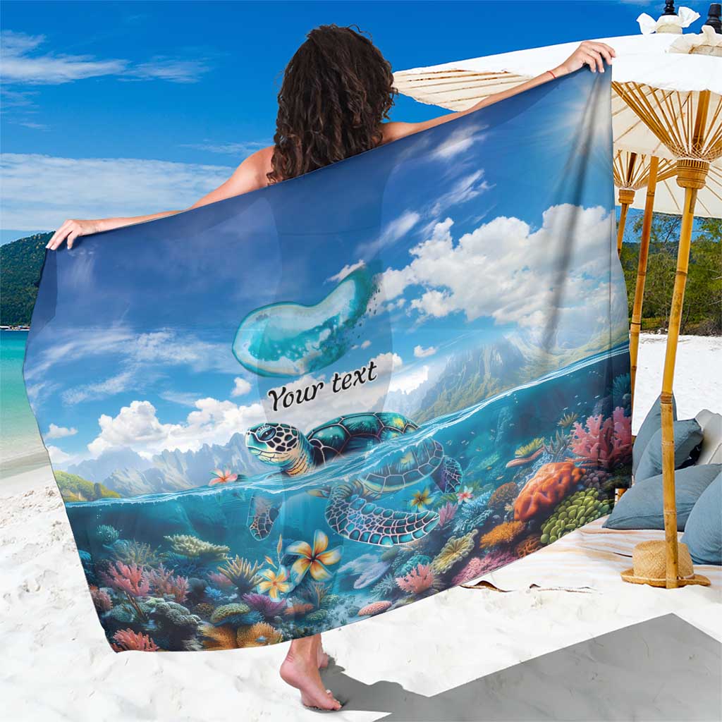 Personalised Palau Kayangel Atoll Sarong Turtle With Coral Reef Under Water