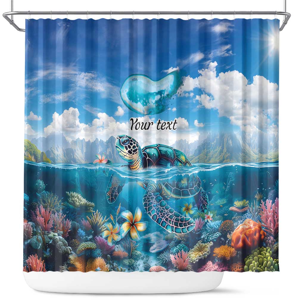 Personalised Palau Kayangel Atoll Shower Curtain Turtle With Coral Reef Under Water