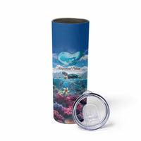 Personalised Palau Kayangel Atoll Skinny Tumbler Turtle With Coral Reef Under Water LT9 - Polynesian Pride